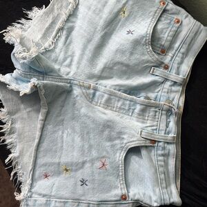 Levi Light Blue Embroidered Denim Shorts